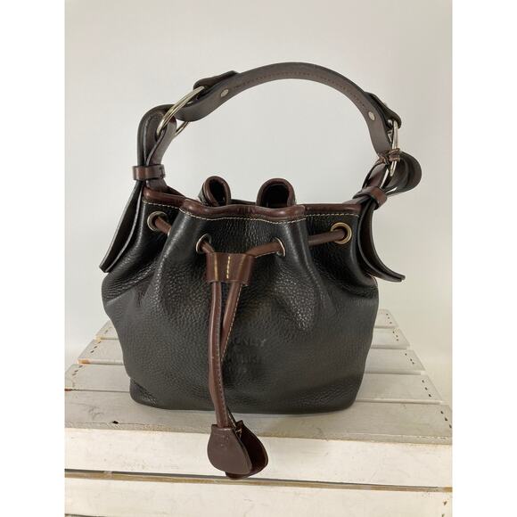 DOONEY & BOURKE LARGE BLACK LEATHER DRAWSTRING SHOULDER BAG - Picture 2 of 16